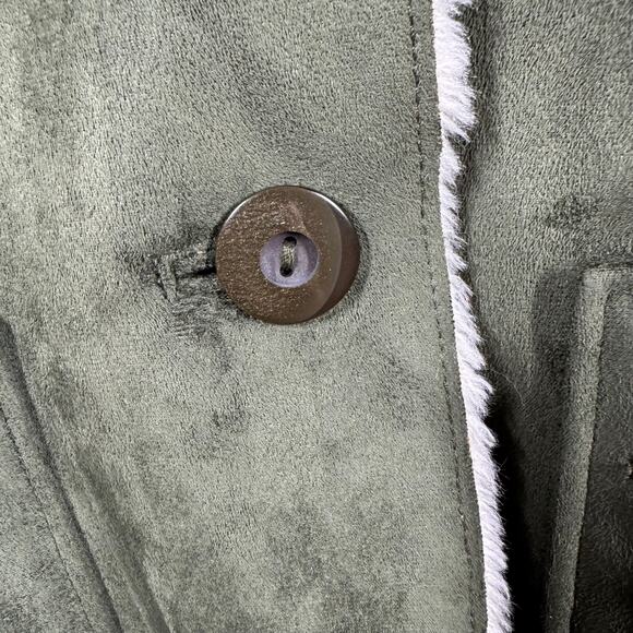 Bejeweled by Susan Fixel Jacket Women S Faux Suede Olive Green Military Y2K - Picture 8 of 9